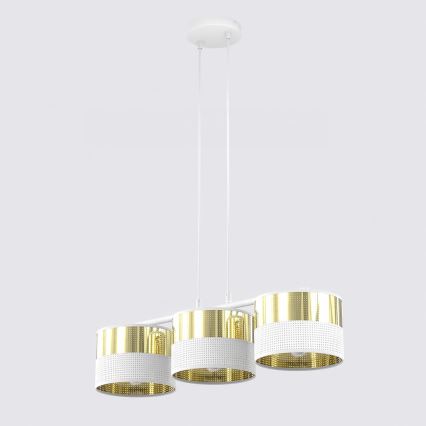 Pendel på wire LUX 3xE27/15W/230V hvid/guld