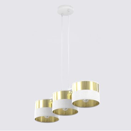 Pendel på wire LUX 3xE27/15W/230V hvid/guld