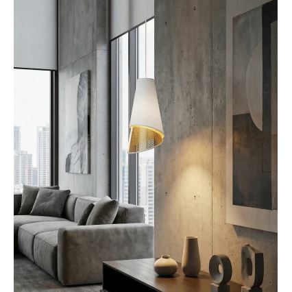 Pendel på wire MODA 1xE27/15W/230V hvid/guld