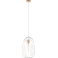 Pendel på wire OVELLA 1xE27/15W/230V Ø 25 cm creme/fyrretræ