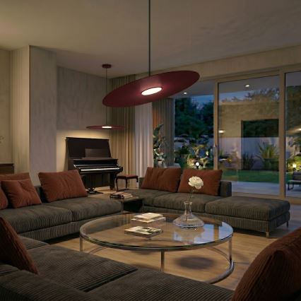 Pendel på wire PIATTO 1xGX53/15W/230V Ø 55 cm vinrød