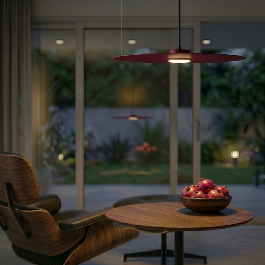 Pendel på wire PIATTO 1xGX53/15W/230V Ø 55 cm vinrød