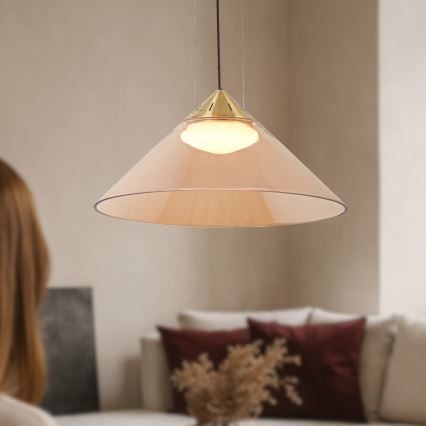 Pendel på wire PRESTO 1xGX53/10W/230V Ø 42 cm guld/røget beige