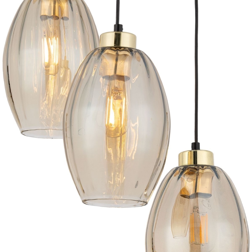 Pendel på wire SEBO 3xE27/15W/230V sort/røget beige