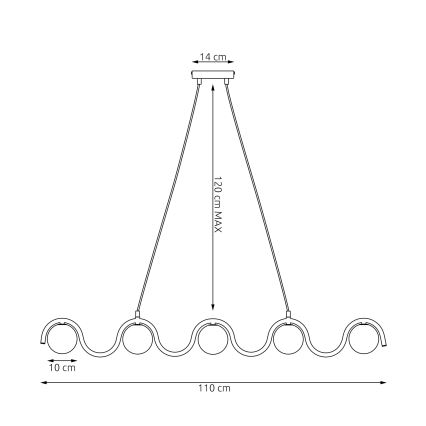 Pendel på wire SINUS 5xG9/8W/230V hvid