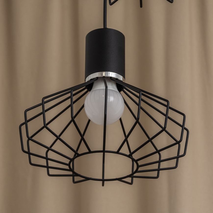 Pendel på wire SOLANO 3xE27/15W/230V sort/poleret krom