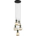 Pendel på wire SOPHIA 5xE14/10W/230V sort/grøn/røget beige