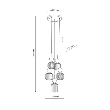 Pendel på wire SOPHIA 5xE14/10W/230V sort/grøn/røget beige