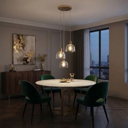 Pendel på wire VIVE 3xE27/15W/230V, guld