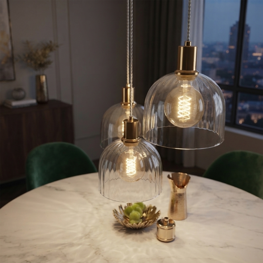 Pendel på wire VIVE 3xE27/15W/230V, guld