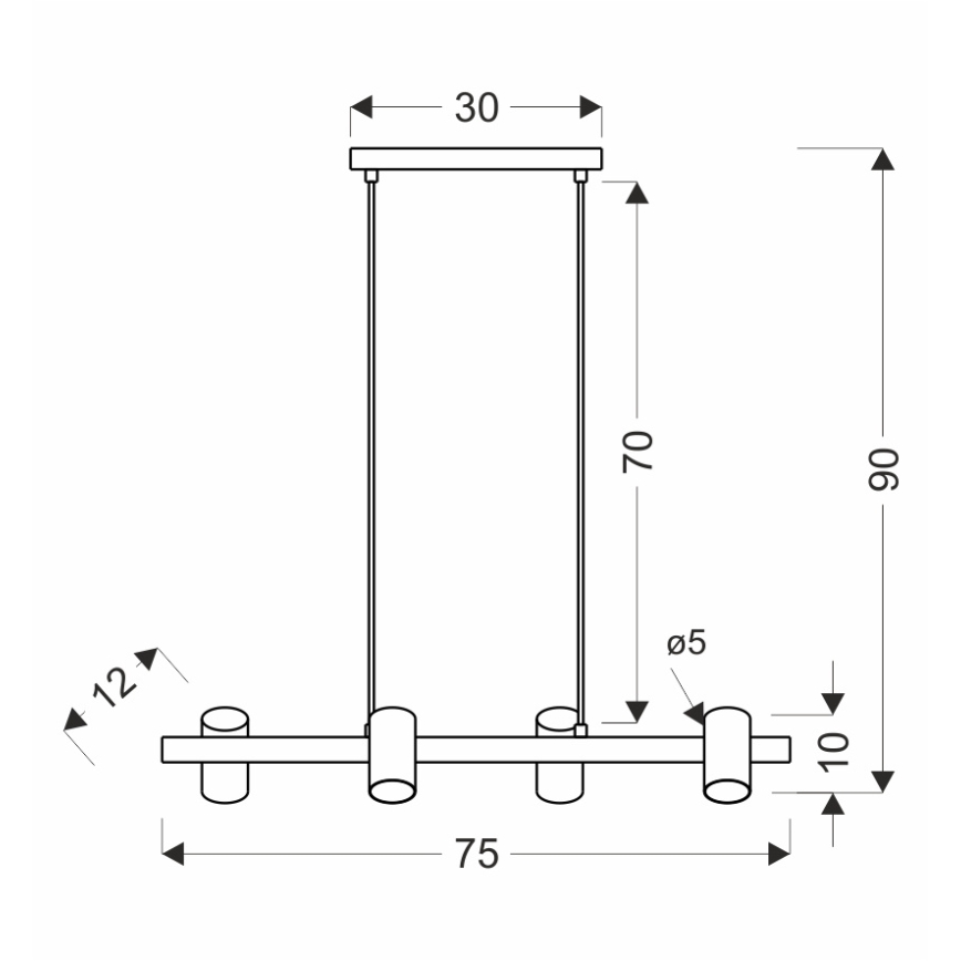 Pendel på wire XILO 4xGU10/25W/230V bøg/hvid
