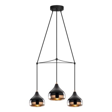 Pendel på wire YILDO 3xE27/40W/230V sort/kobber
