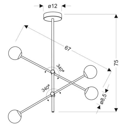 Pendel PAKSOS 4xG9/5W/230V grå