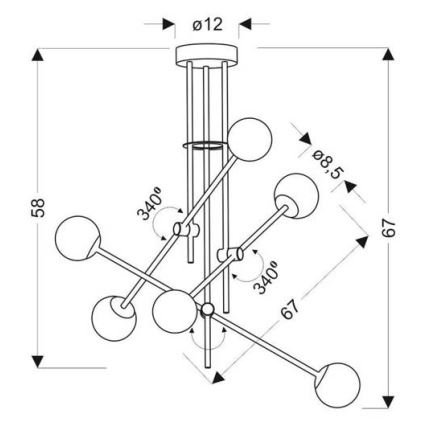 Pendel PAKSOS 6xG9/5W/230V sort