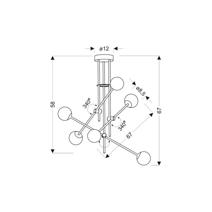 Pendel PAKSOS 6xG9/5W/230V sort