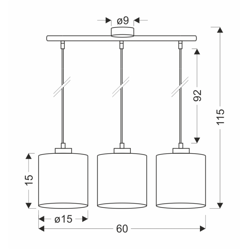 Pendel PATTI 3xE27/60W/230V grøn