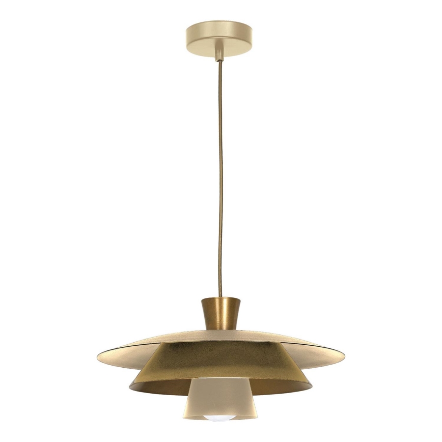 Pendel PLATO 1xE27/15W/230V beige/guldfarvet