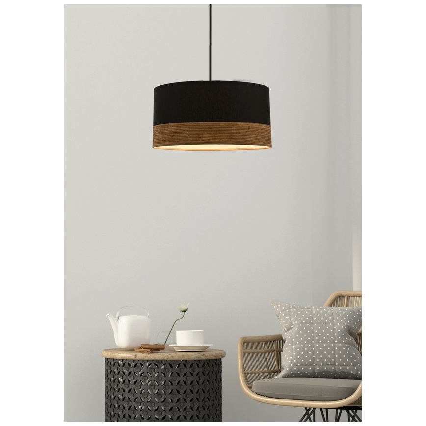 Pendel PORTO 1xE27/60W/230V sort/brun