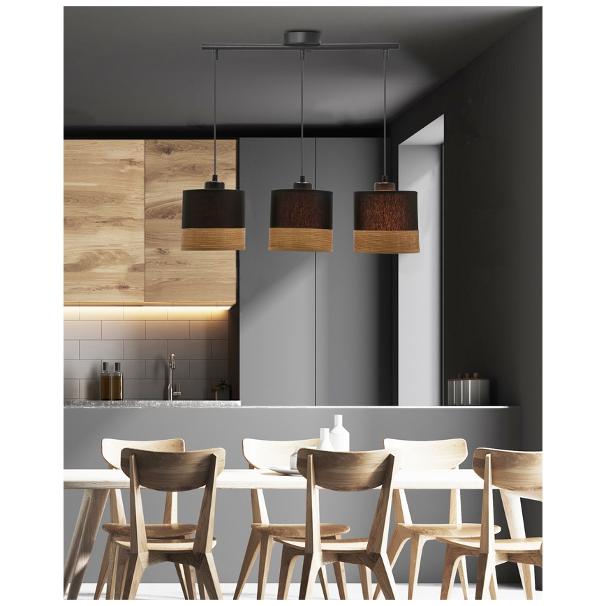 Pendel PORTO 3xE27/60W/230V sort/brun