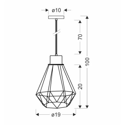 Pendel PRIMO 1xE27/60W/230V sort/guldfarvet