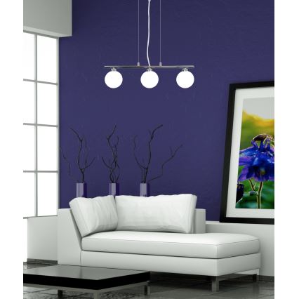 Pendel RAISA 3xG9/40W/230V skinnende krom