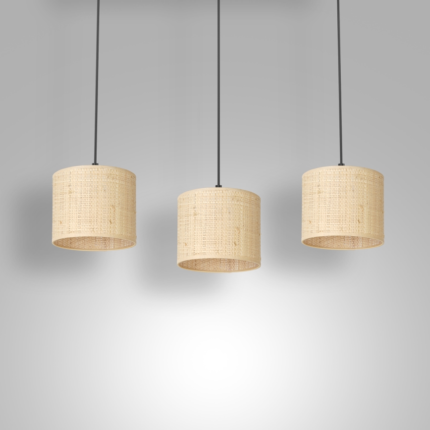 Pendel RATTAN 3xE27/60W/230V Rattan