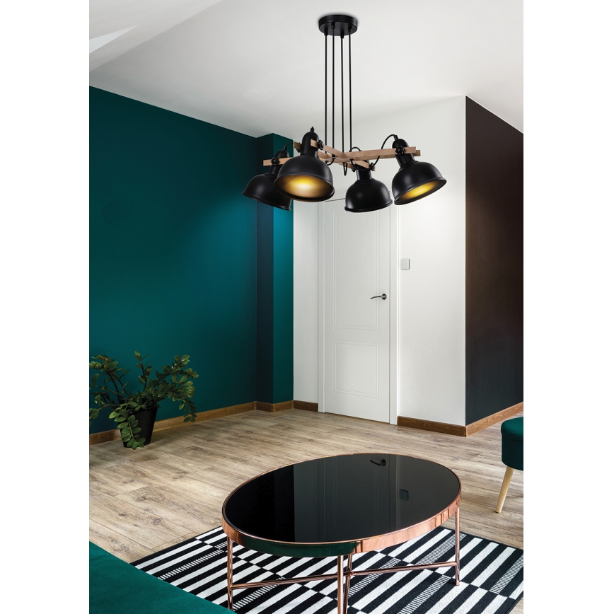 Pendel RENO 4xE27/40W/230V sort/brun