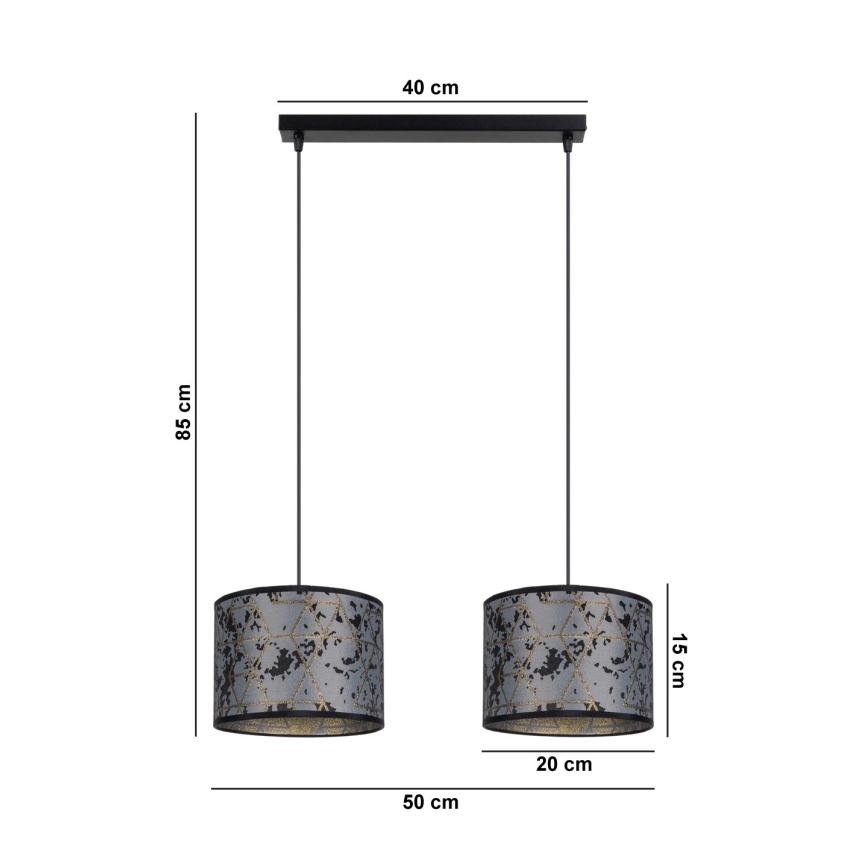 Pendel REZO 2xE27/60W/230V grå