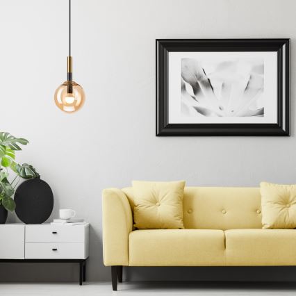 Pendel ROLLO 1xE14/5W/230V guldfarvet/røget beige