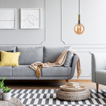 Pendel ROLLO 1xG9/5W/230V guldfarvet/røget beige