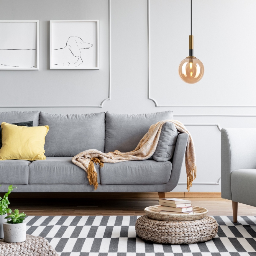Pendel ROLLO 1xG9/5W/230V guldfarvet/røget beige