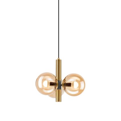 Pendel ROLLO 3xE14/5W/230V guldfarvet/røget beige