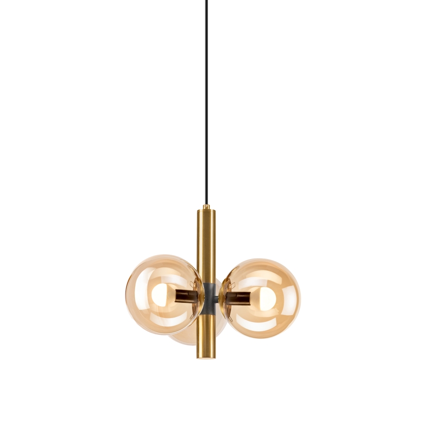 Pendel ROLLO 3xE14/5W/230V guldfarvet/røget beige