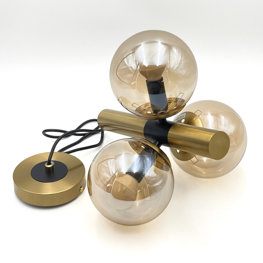 Pendel ROLLO 3xE14/5W/230V guldfarvet/røget beige