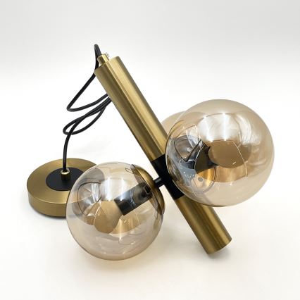 Pendel ROLLO 3xE14/5W/230V guldfarvet/røget beige