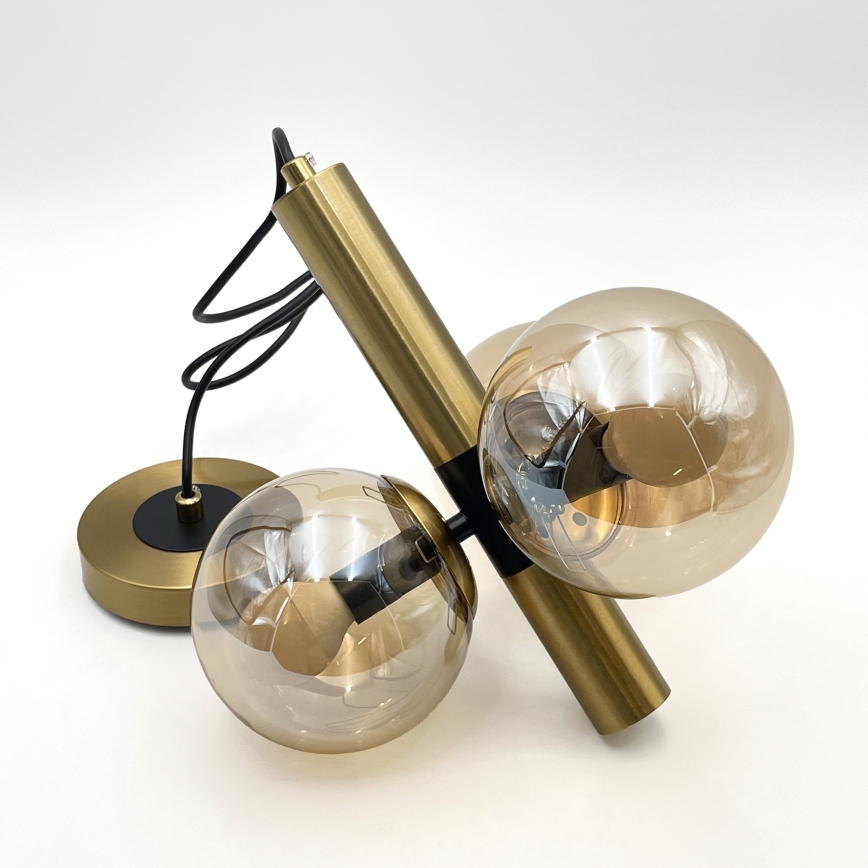 Pendel ROLLO 3xE14/5W/230V guldfarvet/røget beige