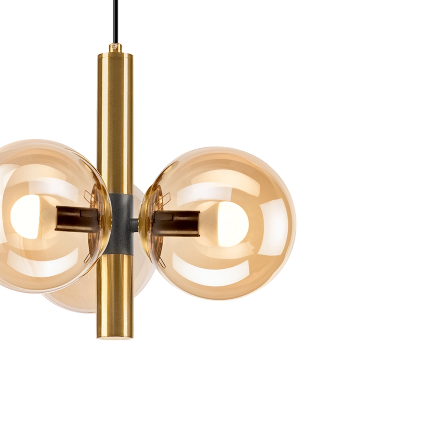 Pendel ROLLO 3xE14/5W/230V guldfarvet/røget beige