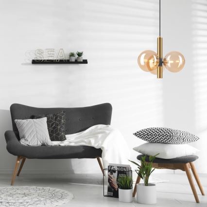 Pendel ROLLO 3xG9/5W/230V guldfarvet/røget beige