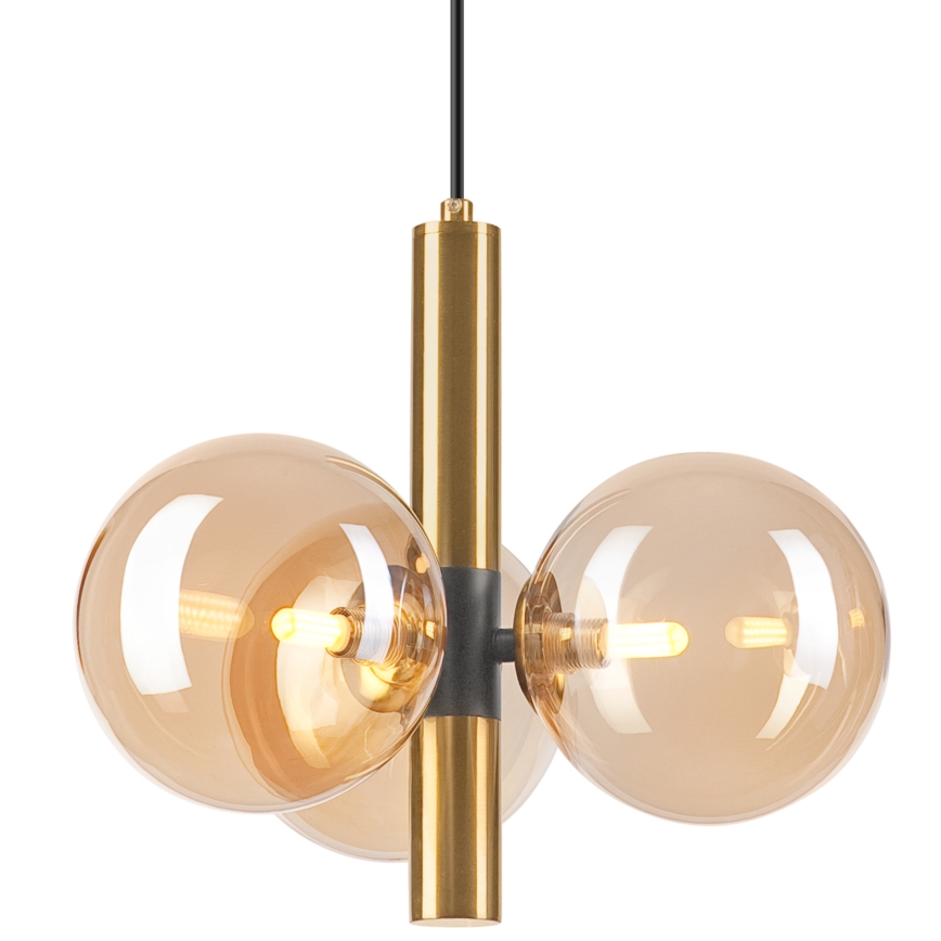 Pendel ROLLO 3xG9/5W/230V guldfarvet/røget beige
