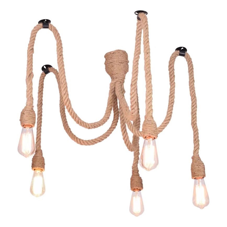 Pendel ROPE CASA 5xE27/12W/230V edderkop