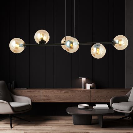 Pendel ROSSI 6xE14/10W/230V sort/beige
