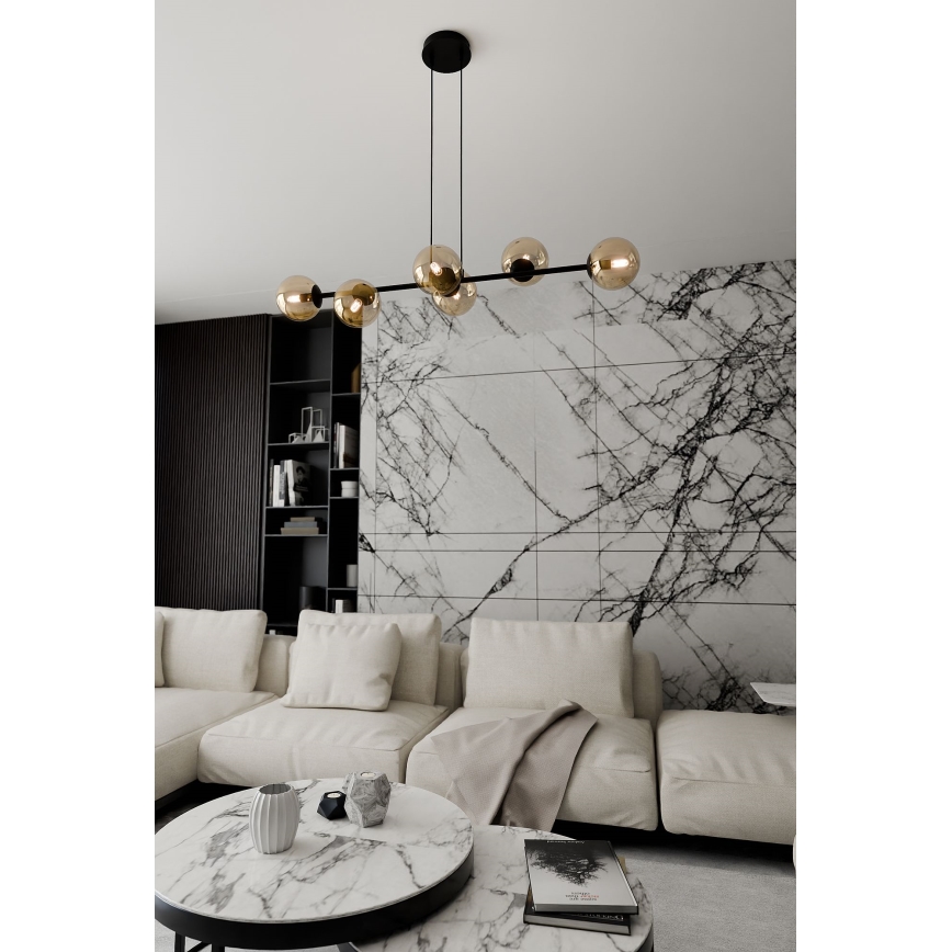 Pendel ROSSI 6xE14/10W/230V sort/beige