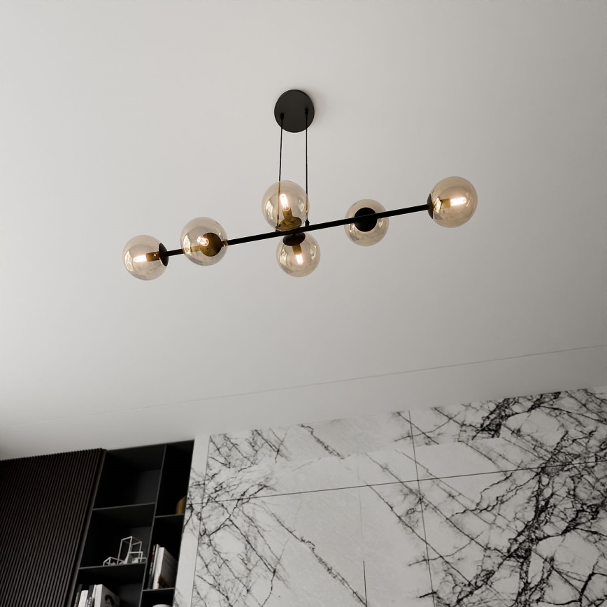 Pendel ROSSI 6xE14/10W/230V sort/beige