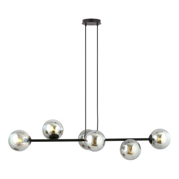 Pendel ROSSI 6xE14/10W/230V sort/grå