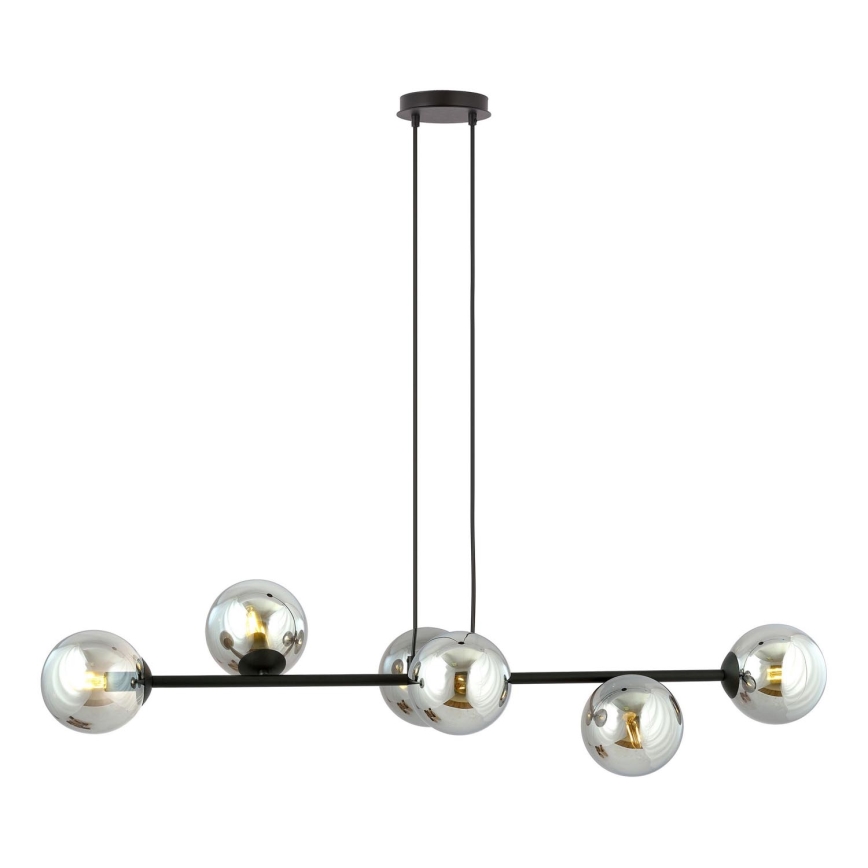 Pendel ROSSI 6xE14/10W/230V sort/grå