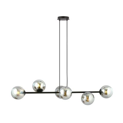 Pendel ROSSI 6xE14/10W/230V sort/grå