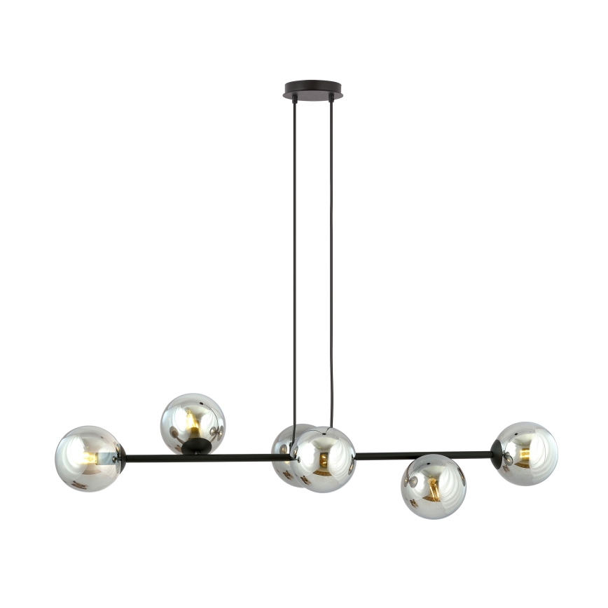 Pendel ROSSI 6xE14/10W/230V sort/grå