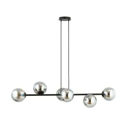Pendel ROSSI 6xE14/10W/230V sort/grå