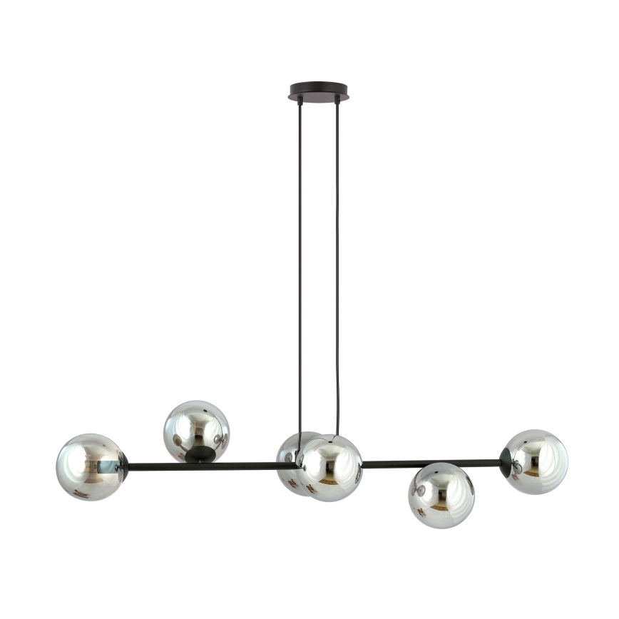 Pendel ROSSI 6xE14/10W/230V sort/grå