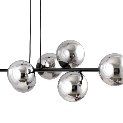 Pendel ROSSI 6xE14/10W/230V sort/grå